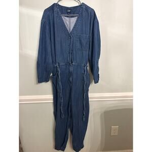 GAP Denim Jumpsuit | Utility Style | Drawstring Waist | Size 16 Tall